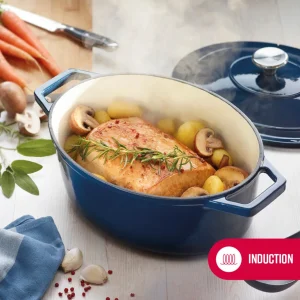 Cocotte ovale en fonte d'acier bleu 28 cm*Brandt Online