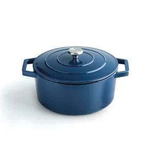Cocotte ronde en fonte d'acier bleu 28 cm*Brandt Discount