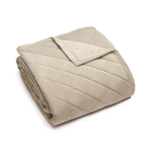 Couvre-lit en velours cételé - 220 x 250 cm - Diamond Taupe*Cacharel Fashion