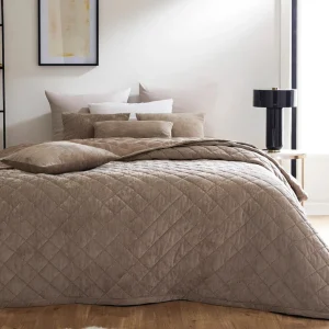 Couvre-lit en velours cételé - 220 x 250 cm - Diamond Taupe*Cacharel Fashion