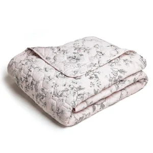Couvre-lit matelassé en 100% satin de coton - dessin Jardin secret Rose*Cacharel Online