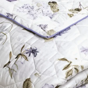 Couvre-lit matelassé en 100% satin de coton - dessin Fleurs Passion blanc*Cacharel Outlet