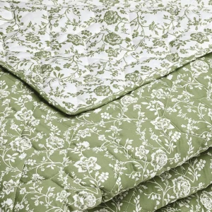 Couvre-lit ultra doux - dessin : Parterre de Roses vert*Rodier Discount