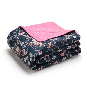 Couvre-lit XL Murmure floral Bleu foncé / Rose - 220 x 250 cm*Rodier Outlet