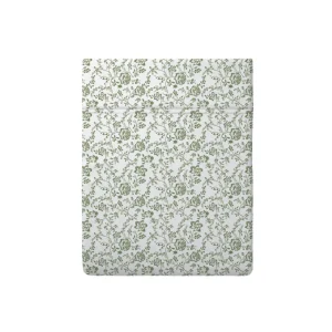Drap plat bébé satin de coton - Floraison de Roses Blanc / Vert*Cacharel Outlet