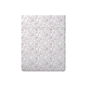 Drap plat bébé satin de coton - Floraison de Roses Blanc / Lavande*Cacharel Discount