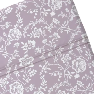 Drap plat bébé satin de coton - Parterre de Roses lavande*Rodier Hot