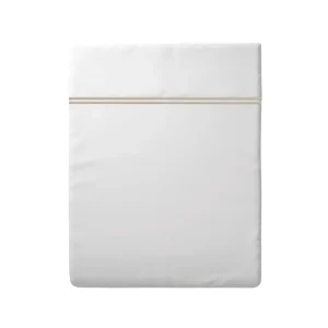 Drap plat satin de coton - Nice Taupe / Blanc*Rodier Best