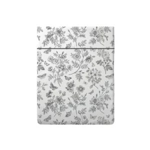 Drap plat satin de coton - Envolée de papillons Blanc*Cacharel New