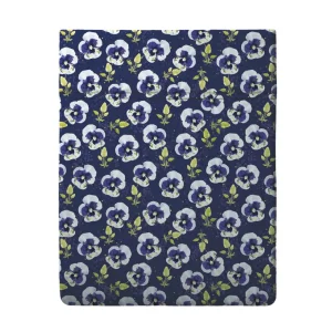 Drap plat satin de coton - Pansy small Bleu foncé*Cacharel Discount