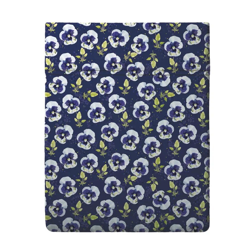 drap_plat_satin_de_coton__0-85.webp Drap plat satin de coton - Pansy small Bleu foncé*Cacharel Discount