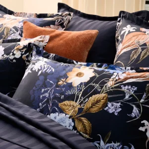 Drap plat satin de coton - Floraison d'hortensias Bleu*Rodier Sale