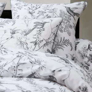 Drap plat satin de coton - Colibri botanique Noir gris*Rodier New