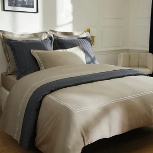 Drap plat satin de coton - Saint-Tropez Blanc / Taupe*Chevignon Hot