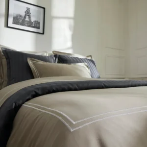 Drap plat satin de coton - Nice Blanc / Taupe*Rodier Sale