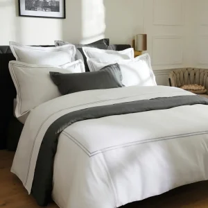 Drap plat satin de coton - Paris Gris / Blanc*Maison Héritage Best
