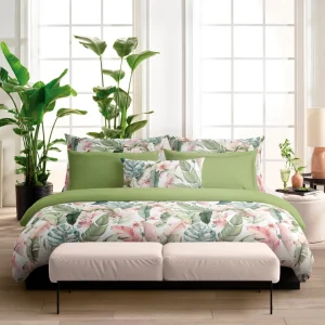 Drap plat satin de coton - Marie fleurs Vert*Cacharel Clearance