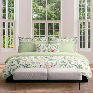 Drap plat satin de coton - Traits peints Vert*Maison Héritage Outlet