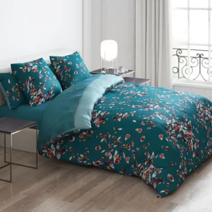 Drap plat satin de coton - Uni Vert*Cacharel Discount