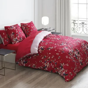 Drap plat satin de coton Uni Rouge*Cacharel Sale