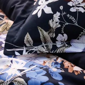 Drap plat satin de coton - Floraison d'hortensias Bleu*Rodier Sale