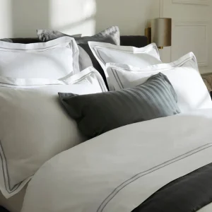 Drap plat satin de coton - Nice Gris / Blanc*Rodier New