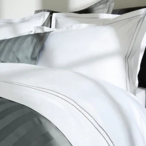 Drap plat satin de coton - Paris Gris / Blanc*Maison Héritage Best