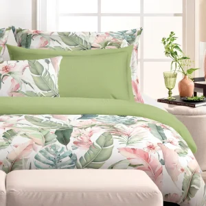 Drap plat satin de coton - Marie fleurs Vert*Cacharel Clearance