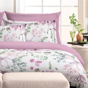 Drap plat satin de coton - Marie fleurs Violet*Cacharel Sale