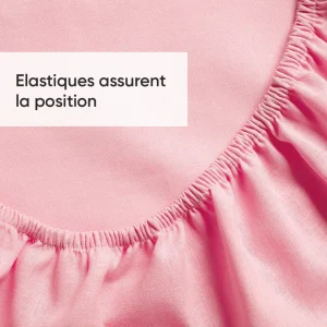 Drap-housse - lin / coton - Roses rose*Cacharel Sale