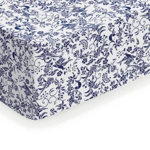 Drap-housse satin de coton - Birds Bleu*Cacharel Outlet