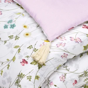 Édredon avec glands Fleurs sauvages Blanc / Violet - 140 x 200 cm*Rodier Online