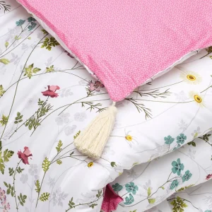 Édredon avec glands Fleurs sauvages Blanc - 140 x 200 cm*Rodier Discount