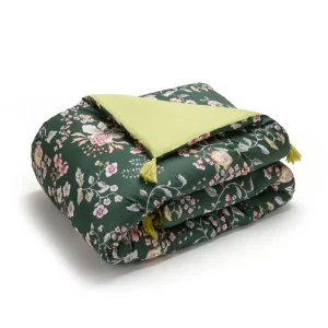 Édredon avec glands Murmure floral Vert - 140 x 200 cm*Rodier Clearance