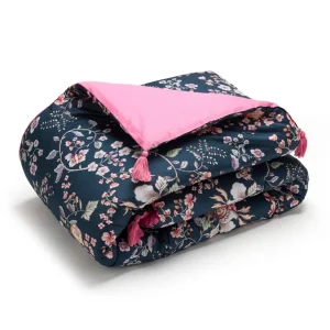 Édredon avec glands Murmure floral Bleu foncé / Rose - 140 x 200 cm*Rodier Best