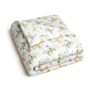 Édredon avec glands super épais en 100% satin de coton - dessin : Jardin de Fleurs Blanc*Rodier Hot