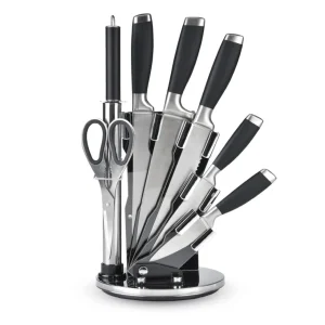Ensemble de 8 pièces : 1 support en acrylique + 5 couteaux + 1 ciseaux + 1 fusil à aiguiser*Brandt Fashion