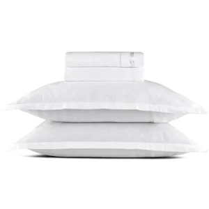 Ensemble de draps : drap-housse, drap plat, taie(s) d'oreiller en satin de coton - tissé Jacquard - Petit Chênes blanc*Rodier Best
