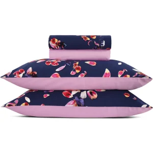 Ensemble de draps : drap-housse, drap plat, taie(s) d'oreiller en satin de coton - Aurore rose*Cacharel Fashion