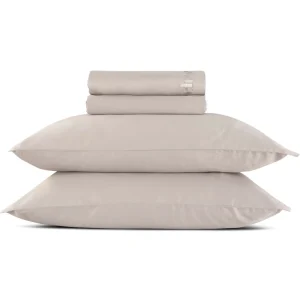 Ensemble de draps : drap-housse, drap plat, taie(s) d'oreiller en satin de coton - Uni Taupe*Cacharel New