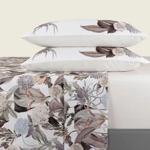 Ensemble de draps : drap-housse, drap plat, taie(s) d'oreiller en satin de coton - dessin Garden Taupe*CXLbyChristianLacroix Sale