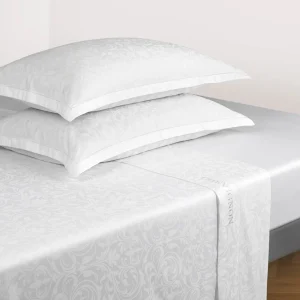 Ensemble de draps : drap-housse, drap plat, taie(s) d'oreiller en satin de coton - tissé Jacquard - Victorian blanc*Chevignon Online