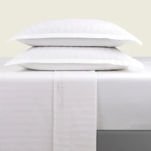 Ensemble de draps : drap-housse, drap plat, taie(s) d'oreiller en satin de coton - tissé Jacquard - Blanc*Maison Héritage New