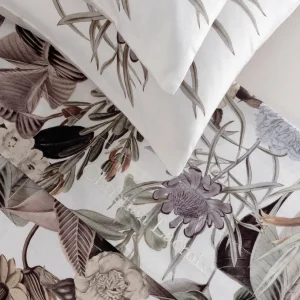 Ensemble de draps : drap-housse, drap plat, taie(s) d'oreiller en satin de coton - dessin Garden Taupe*CXLbyChristianLacroix Sale