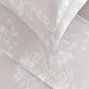 Ensemble de draps : drap-housse, drap plat, taie(s) d'oreiller en satin de coton - Roses Taupe*Cacharel Sale