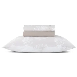Ensemble de draps : drap-housse, drap plat, taie(s) d'oreiller en satin de coton - Roses Taupe*Cacharel Sale