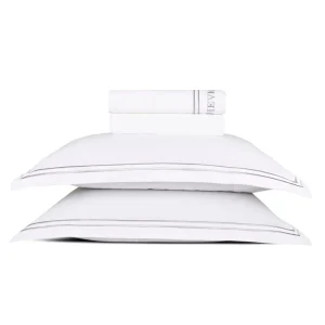 Ensemble de draps satin de coton - Saint-Tropez Gris / Blanc*Chevignon Clearance