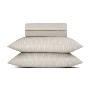 Ensemble de draps satin de coton - Rayures élégantes Taupe*Maison Héritage Fashion