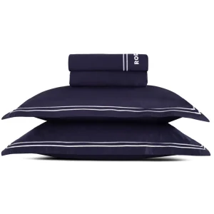 Ensemble de draps satin de coton - Nice Blanc / Bleu foncé*Rodier Sale
