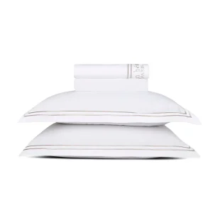 Ensemble de draps satin de coton - Paris Taupe / Blanc*Maison Héritage New